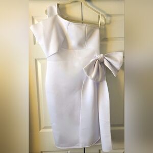 Womens White One Shoulder Dress